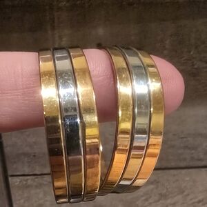 Elegant Gold and Silver Tone Earrings Stainless Steel